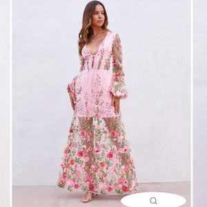 Forever Love Story Sheer Floral Embroidered Maxi Dress